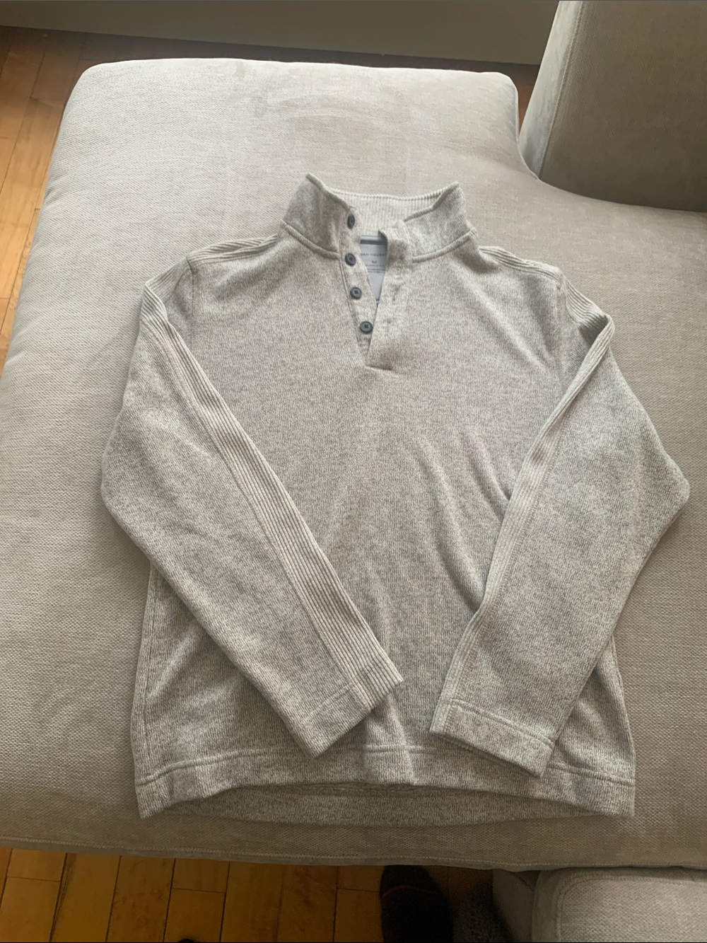 Van Heusen Men's Heather Light Gray Zip-Up Mock Neck Sweater